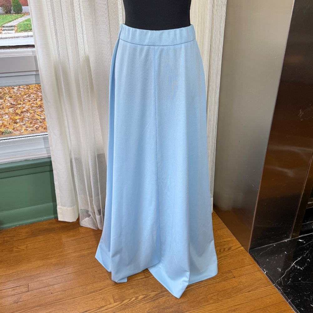 Vintage 70s maxi skirt, powder blue, formal wear, floor length, 4/6 (S/M)
